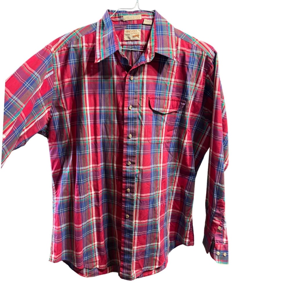 Vintage Collection Shirt Mens XL Red Plaid Cotton Blen Long Sleeve Button Up 90s